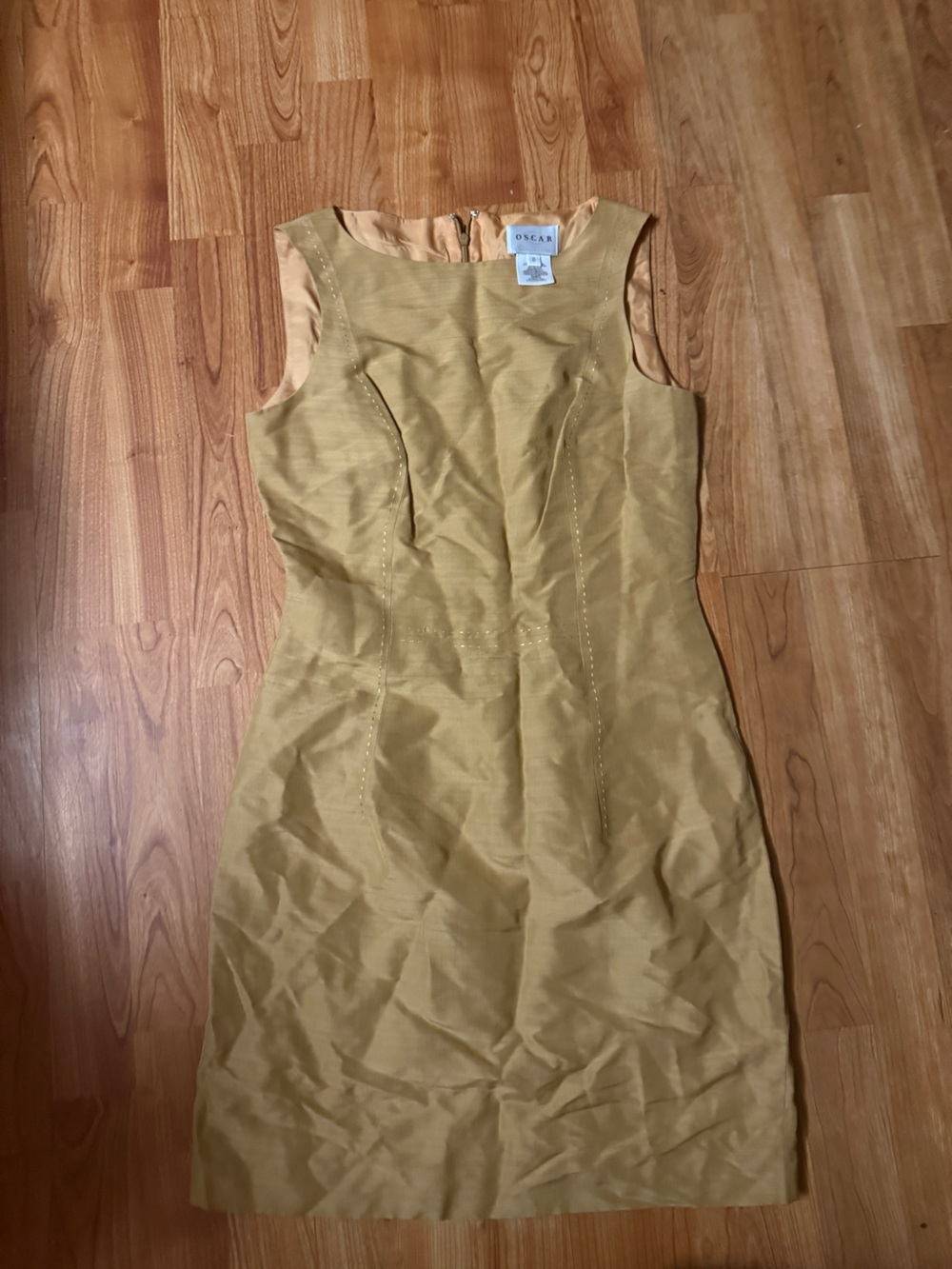 Oscar de la Renta Sleeveless Shift Dress in Mustard Gold
